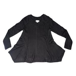 Maeve Anthropologie Women’s Waffle Knit Long Sleeve Top Black Vneck XS Cottage